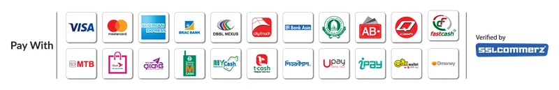 Accepted payment methods — bKash, Nagad, Rocket, Visa, Mastercard via SSLCommerz